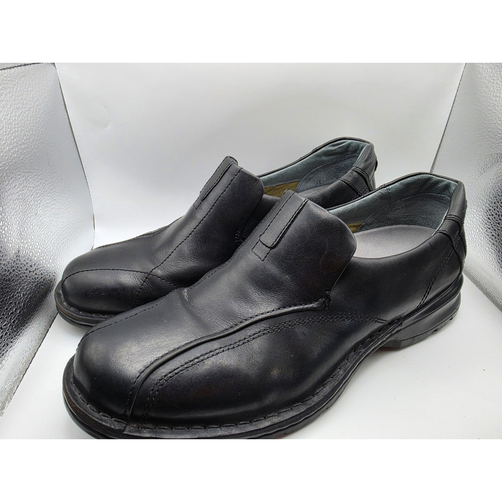Clarks Mens Black Leather Slip On Loafers Bicycle Toe Shoes 70845 Size 13M